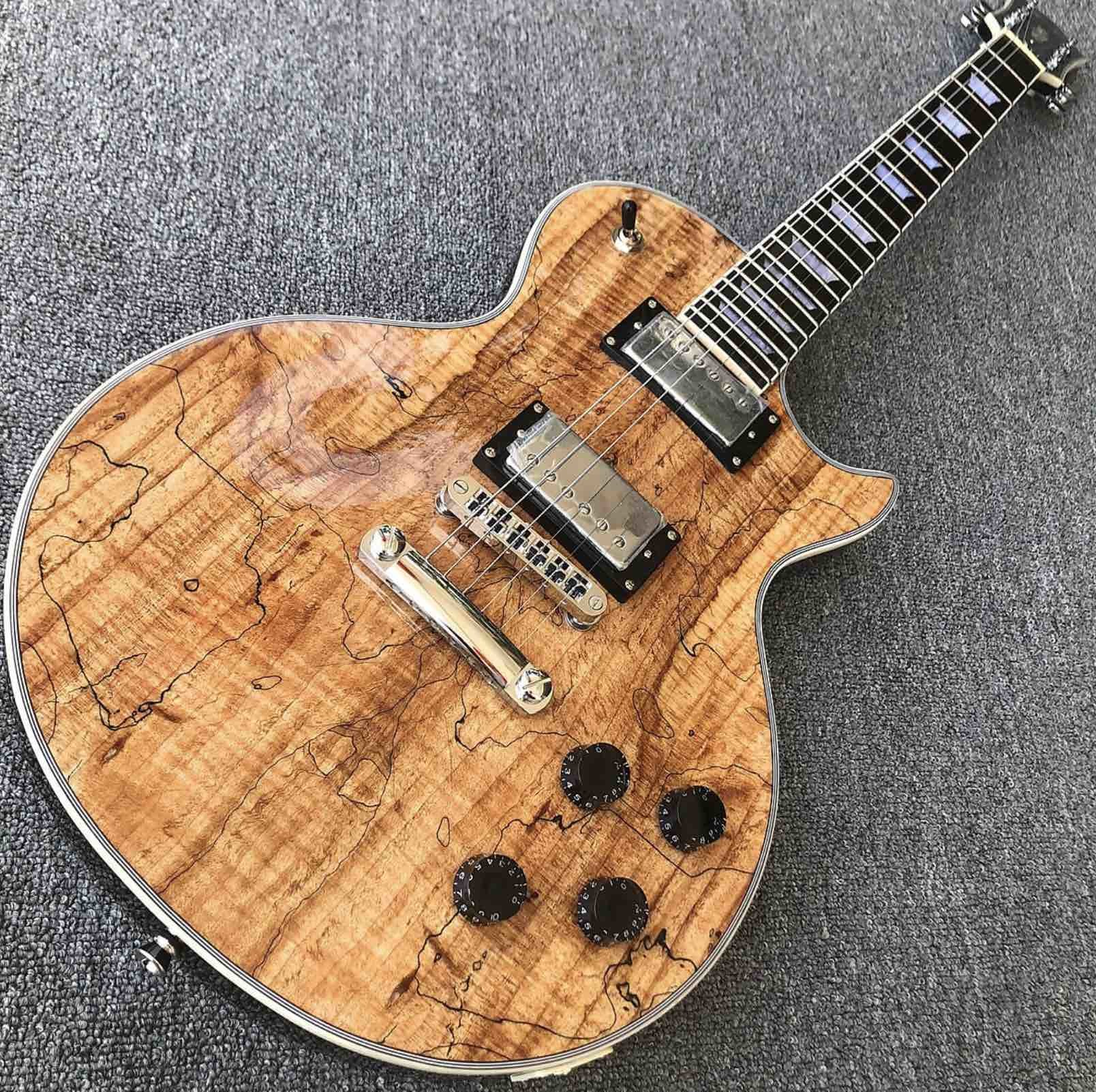 Top quality Grand Natural Maple top Electric Guitar, Solid Mahogany Body 6 strings Guitarra Gloss finish