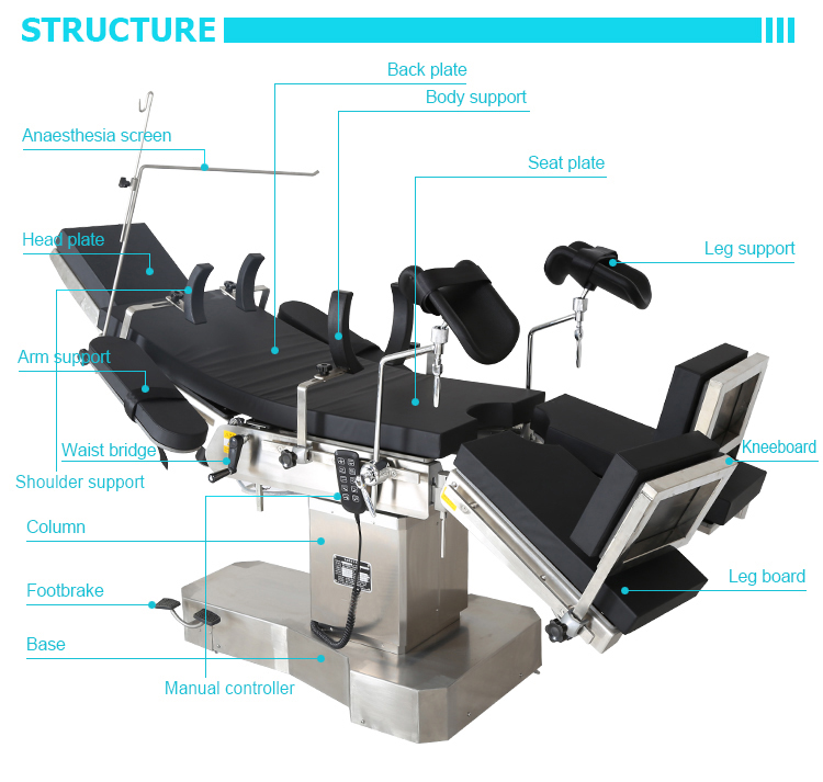 SUS201 Hydraulic Manual Operating Table 82.7*23.6in 350kg Bearing Capacity