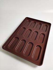 Quality 400x600mm 12 Cavity PTFE Hot Dog Bun Baking Pan evenly heated wholesale