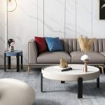 PU Wood Minimalist Marble Coffee Table Set 45cm For Living Room