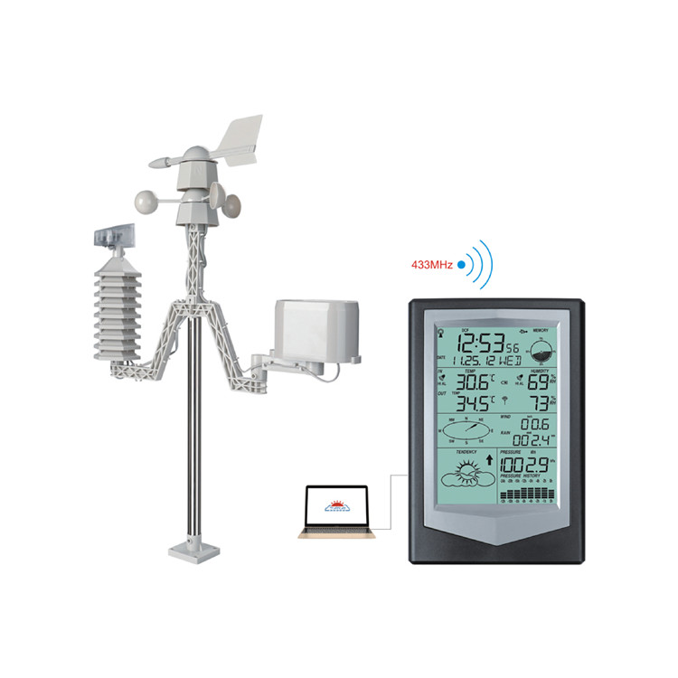 Wireless Indoor And Outdoor Digital Thermometer Hygrometer With Solar Display Rain Clock