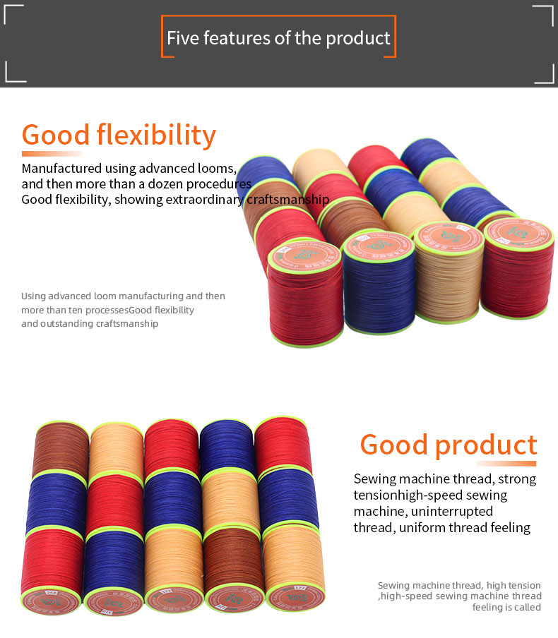 DIY High Strength Multicolor Round Polyester Sewing Leather Wax Bracelet Thread 3 Ply