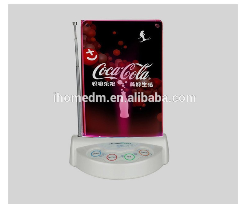wireless restaurant pager system 4 button caller, service,bill,drink,cancel or customized content
