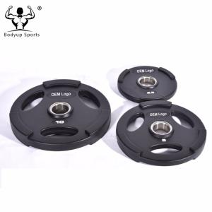 Quality Non Slip 3 Grips Fitness Weight Plates 2 Inch Hole With Solid Steel Insert wholesale