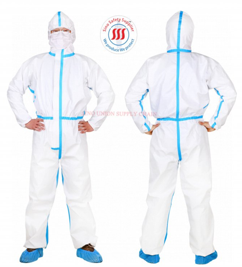 White Type 4 Disposable Coveralls Liquid Splash Protective Disposable Coverall