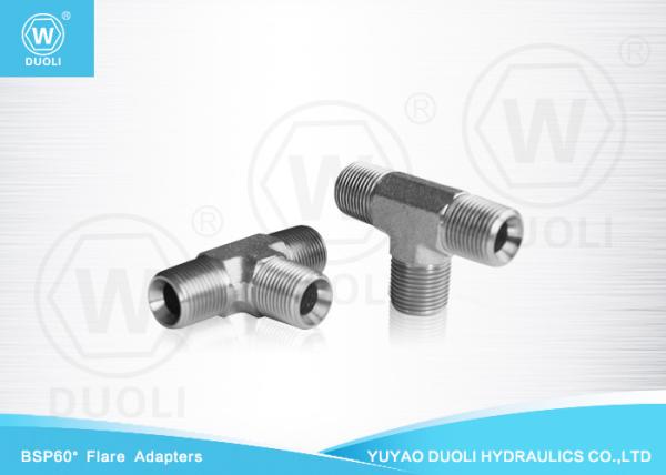 BSPT Male Thead Hydraulic Nipple Pipe Fitting , 3 Way Tee Hydraulic Tube
