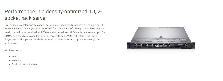 high quality PowerEdge R440 4210R 2.4G /16G/1T SATA/2*GE/550W
