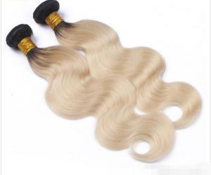 Quality 12'' - 30'' Body Wave Ombre Real Hair Extensions / Golden Blonde Curly Hair wholesale