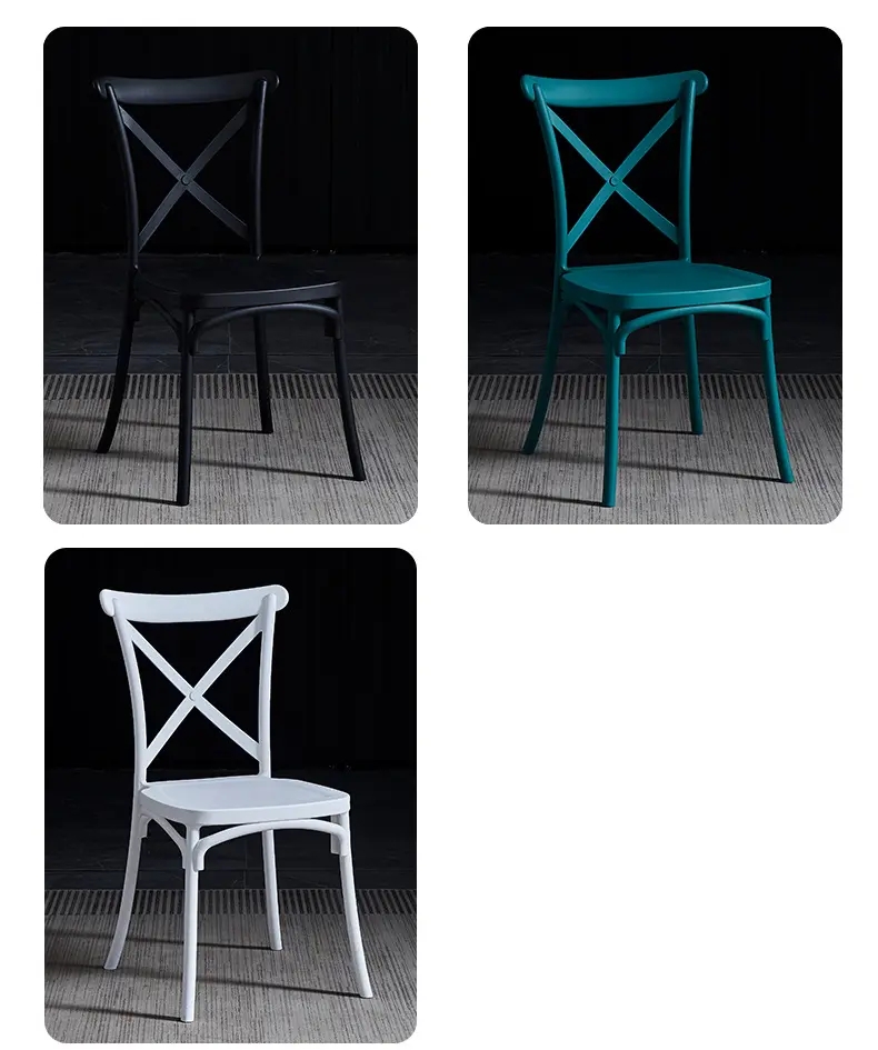 Hotel Wedding Event PP Pink Plastic Dining Chairs Stackable Customized X Cross Back