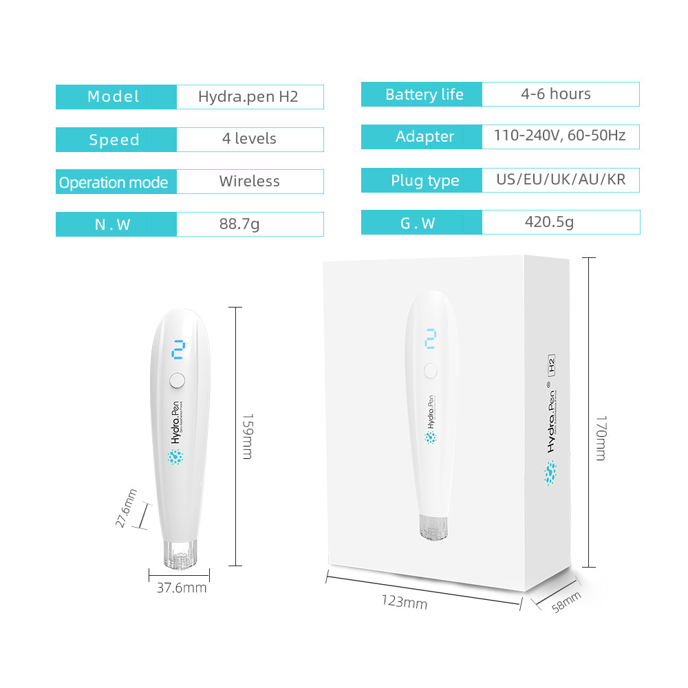 Newest device Hydra pen H2 portable electric derma microneedling pen acne scar removal Microneedling System derma pen