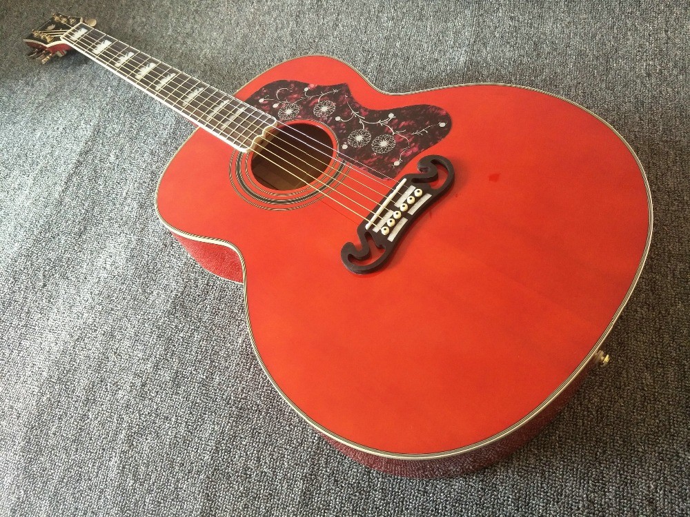 customization G200 Acoustic Guitar Flame red Top Solid spruce maple Tiger stripes Body Guitar