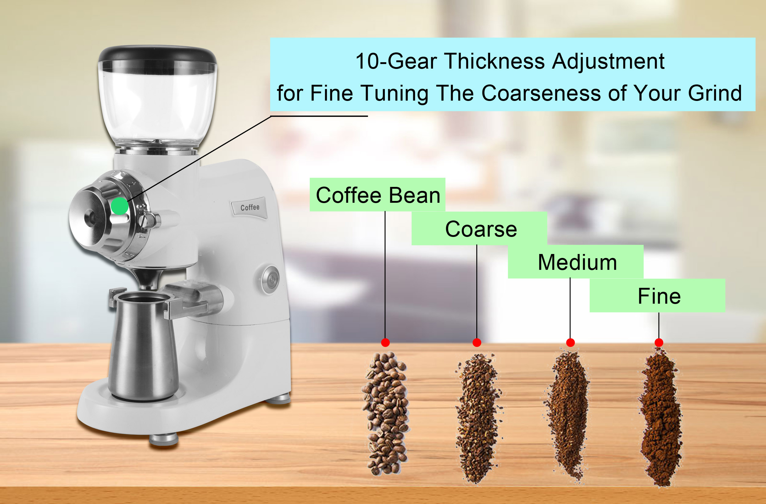 74mm Flat Burr Household Electric Coffee Bean Grinder For Commercial