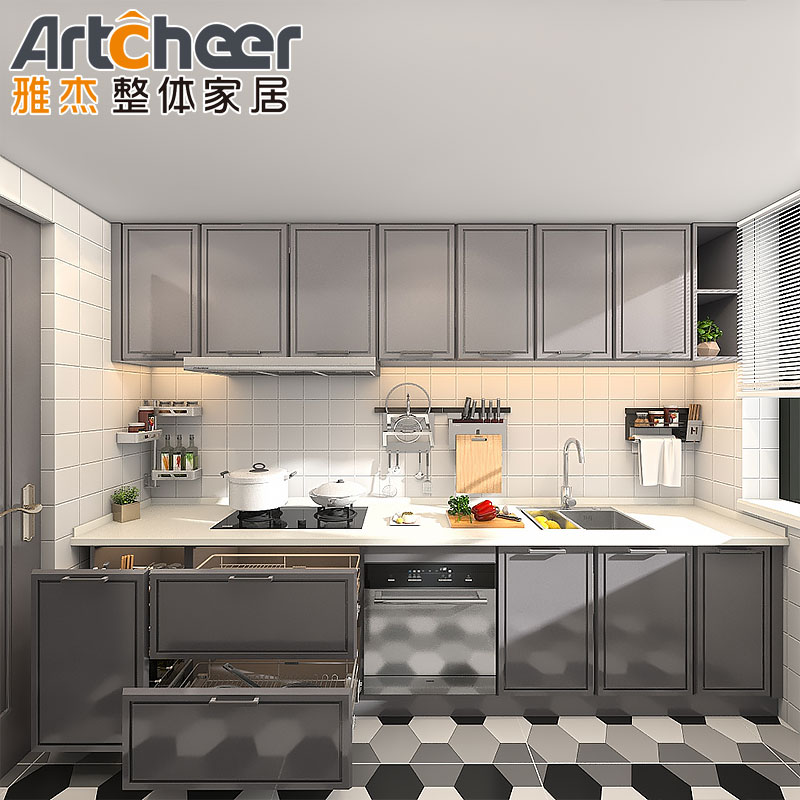 Modern Stylish Solid Wood Kitchen Cabinet with Laminated Bullnose Countertop Edging