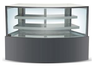Quality Refrigeration Arc Glass Cake Showcase With Black Marble Base 2100x800x1300MM wholesale