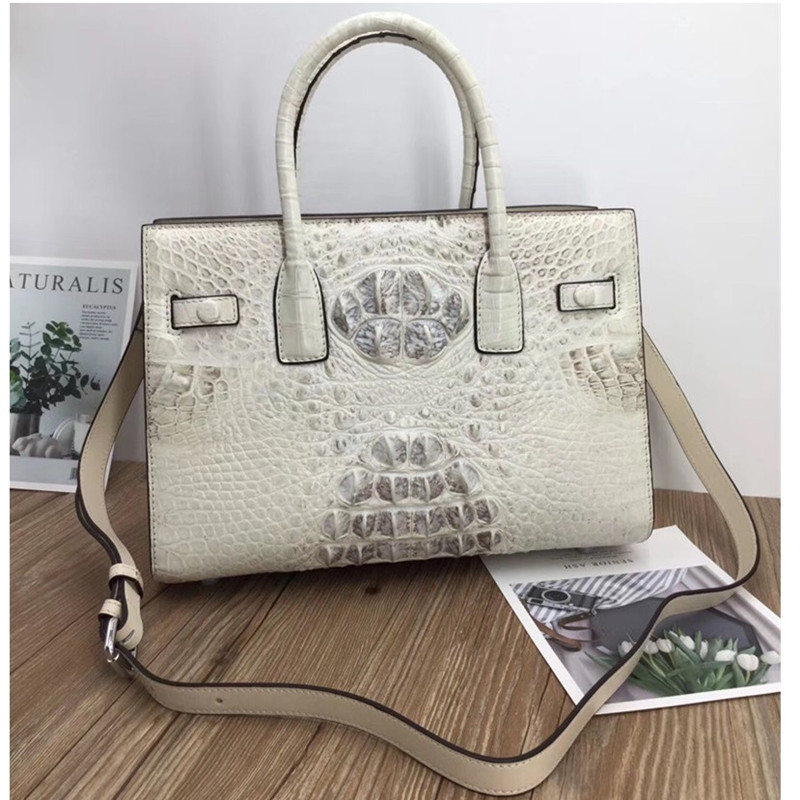Exotic Genuine Alligator Skin Women Working Totes Large Shoulder Bag Authentic Crocodile Leather Lady Top-handle Handbag
