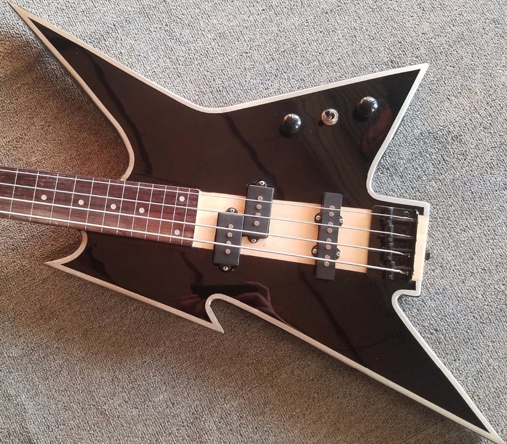 2019New high quality custom neck through mahogany lightning body bass 4 strings electric bass guitar free shipping