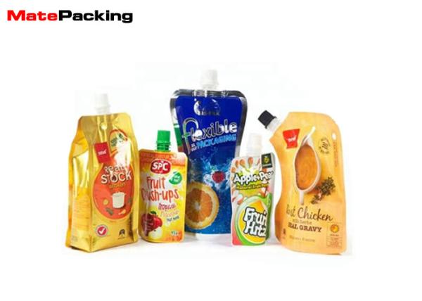 Spout Plastic Drink Pouches , Stand Up Reusable Juice Pouches Custom Logo