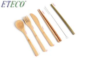 Quality Outdoor portable bamboo tableware set knife fork spoon environmental protection folding tableware wholesale