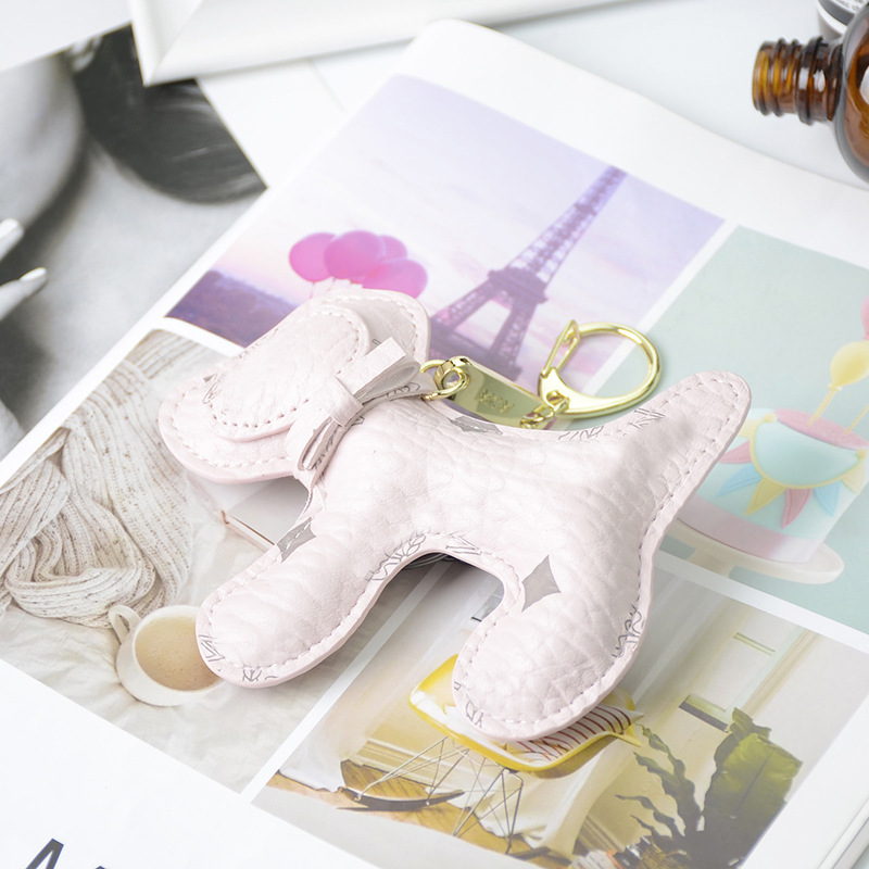 OEM Leather Teddy Bear Keychain , 65mm Cute Keychains For Women