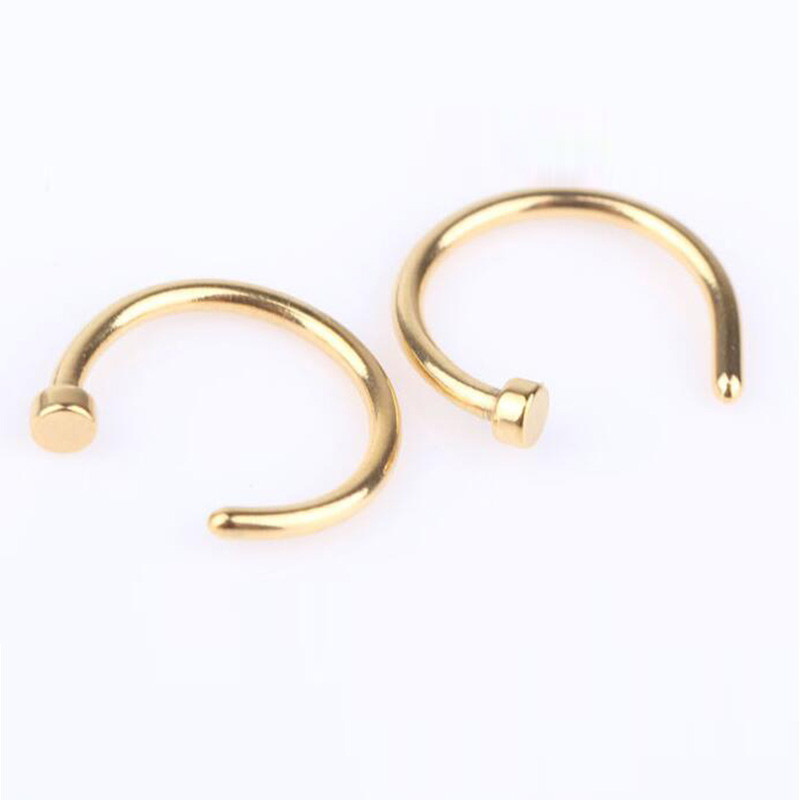 Women Stainless Steel Nostril Nose Hoop Stud Ring Clip On Nose Body Jewelry Fake Piercing Jewelry 6 8 10 12mm