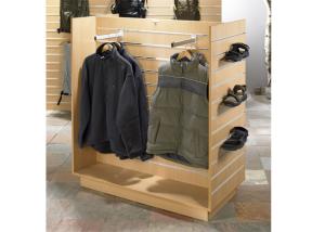 Quality Four Sides Wooden Gondola Display Stands Aluminum Slot Hanging For Hanging Clothes wholesale