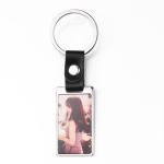 DIY Printable Metal Insert Sublimation Keyring Leather Strap Keychain Pendant
