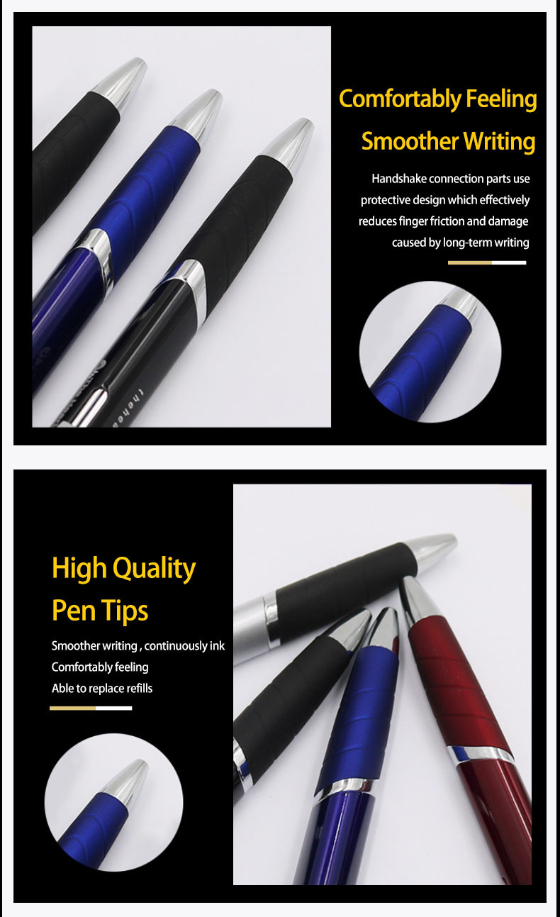 Business Style Triangular Barrel Ballpoint Pen Muti-color Metal Press Ball Pen