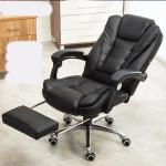 PU 3 Years After-sales Cycle Black Leather Office Chair with Footrest and Wide