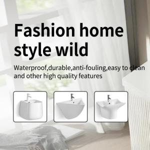 Quality Solid Surface Ceramic Wall Hung Basin Bathroom Funiture Antibacterial wholesale