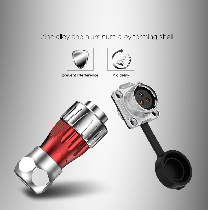Metal Cover Connector IP67 3Pin Waterproof Connector Soldering Wire to Board Socket Plug