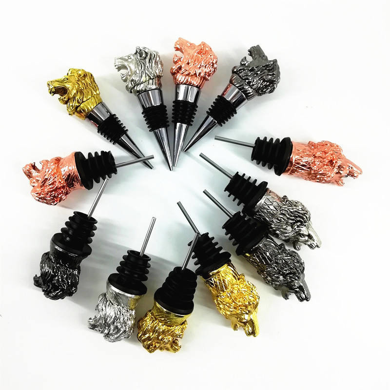 Metal Animal Head Liquor Wine Pourer Stainless Steel Champagne Whiskey Bottle Wine Stopper Pourer