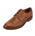 Retro Vintage Mens Leather Dress Shoes Brown Oxfords Zip Lace Up Brogue Shoes