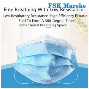 Quality Block Coronavirus 3 Ply Disposable Face Mask Aseptic Melt Blown Cloth Blue Mask wholesale