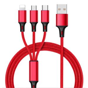 Quality Wholesale Nylon Braided Usb Charger 3 in 1 Usb Charger Cable Multi Charging Cable For iphone wholesale