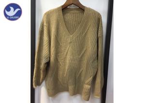 Quality Soft And Comfortable Chunky V Neck Knit Sweater / Women'S Long Sleeve Pullovers wholesale