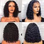 Deep Water Wave 13x4 Lace Frontal Wig Brazilian Curly Short Bob Human Hair Wigs