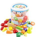 Kitchen 5.9in Wooden Fruit And Veg Toys Magnetic Fruit Cutting