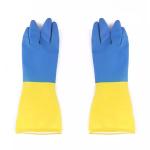 Bicolor Chemical Resistant Latex Gloves Garden Dish Washing Latex Chemical