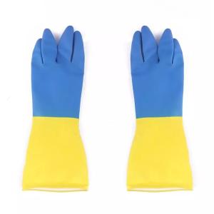 Quality Bicolor Chemical Resistant Latex Gloves Garden Dish Washing Latex Chemical Gloves wholesale