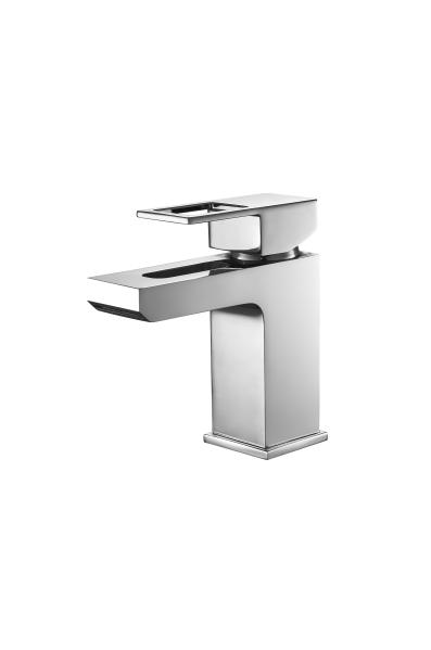Shiny Chrome Basin Mixer Faucet With Chrome Finish Brass Material Water Pressure