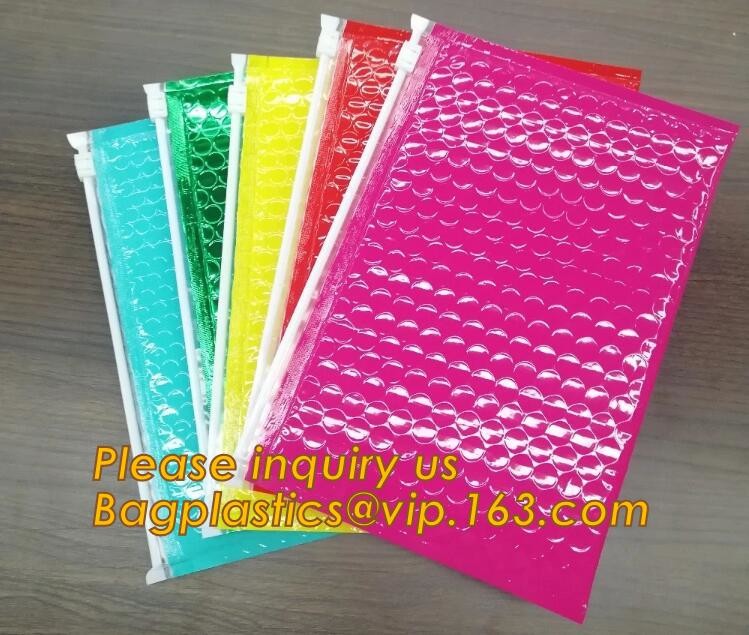 Cosmetic Pink Slider Padded Bag/Silver k Bag With Bubble,Padded Envelopes Cheap Aluminium Foil k Holographic