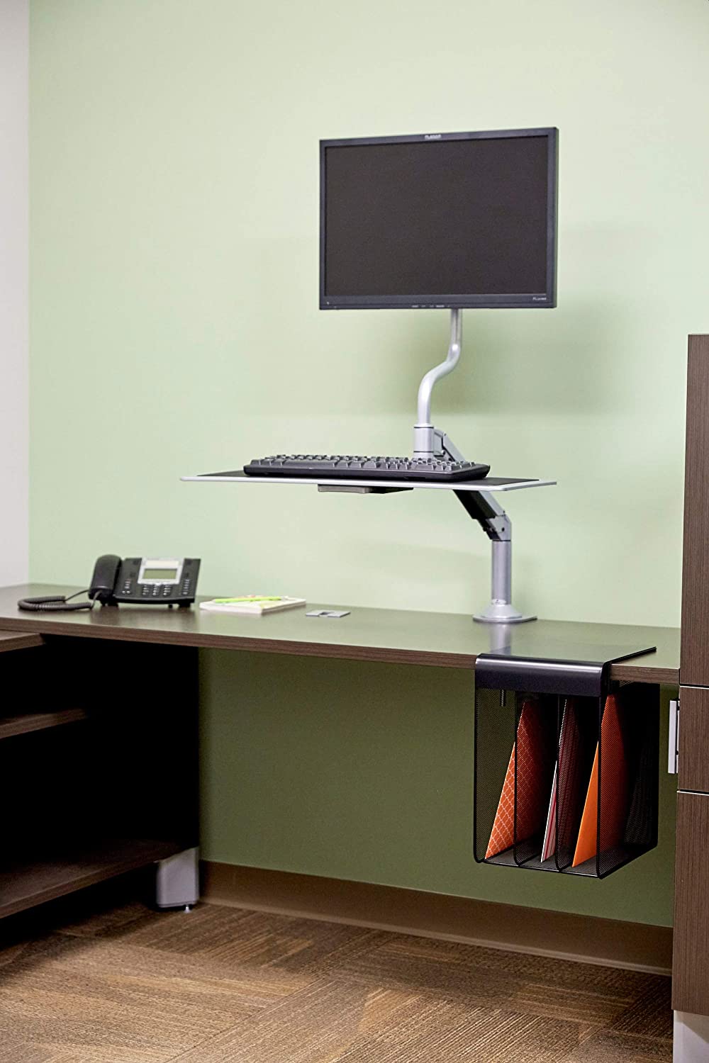 Efficiently Store Files Solid Hanging Desk Storage Box with Rear Cable Opening