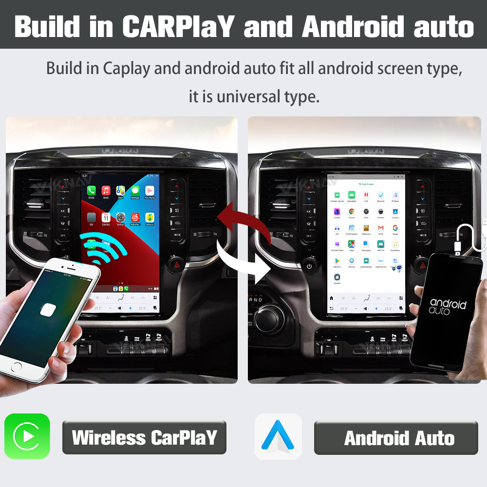 Viknav Car Radio For Dodge Ram (2020 2021 2022 2023) 11.8 Inch Android13 Auto Touch Screen GPS Head Unit Multimedia Play