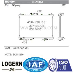 Quality Honda Odyssey 99 19010-PGN-J01 16mm Aluminum Car Radiators wholesale