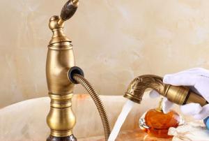 Quality CE Retractable European Antique Pull Out Retro Bathroom Sink Faucets wholesale