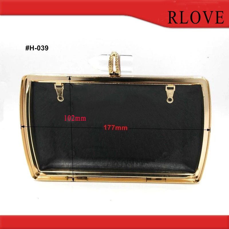 New design diamond decoration gold color metal frame with plastic box