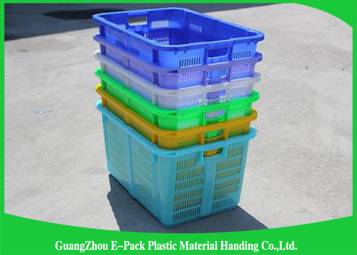 Standard Size Warehouse Plastic Food Crates For Supermarkets Light Storage