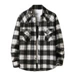 Men Flannel Plaid Shirt Cotton-Padded Thermal Shirts Mens Sports Shirts Fall