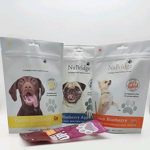 Quality CMYK Print Resealable Paper Pouches Tear Notch Dog Treat Packaging wholesale