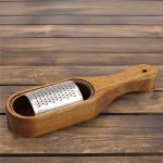 1 Piece Cheese Grater Stainless Steel with Removable Acacia Wood Collection